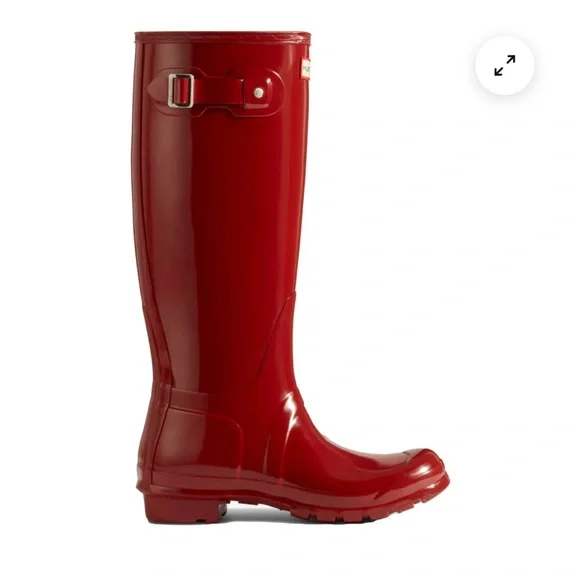 Hunter Women's Glossy military Red Rain Boots - Picture 2 of 6
